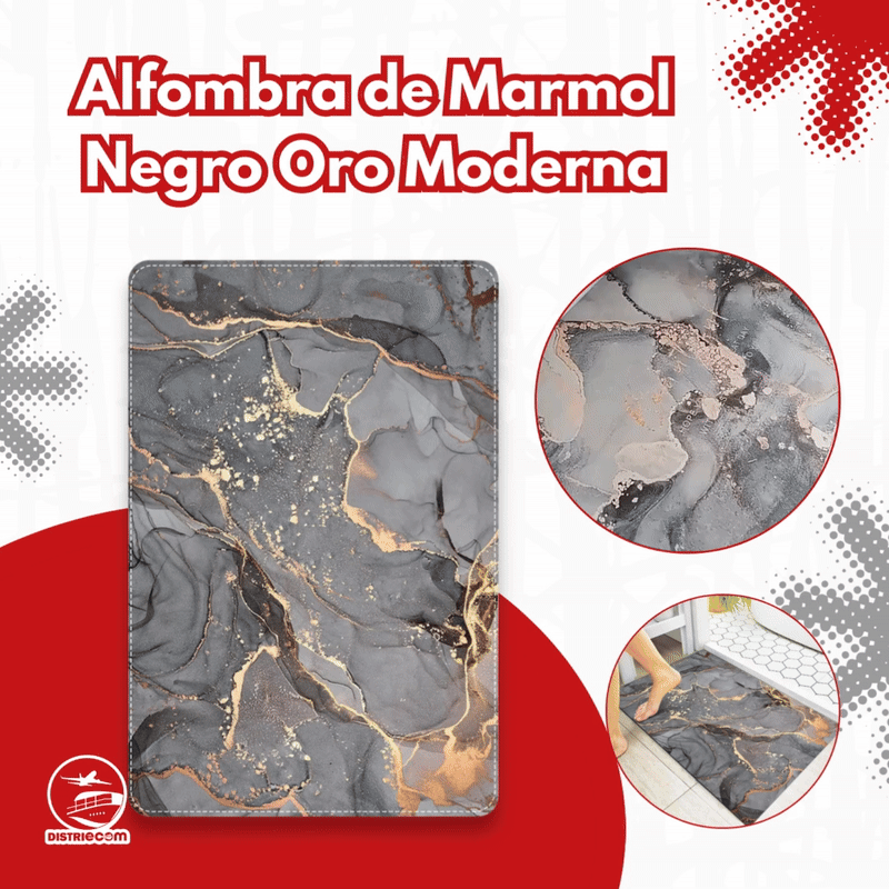 ALFOMBRA DE MARMOL NEGRO ORO MODERNA